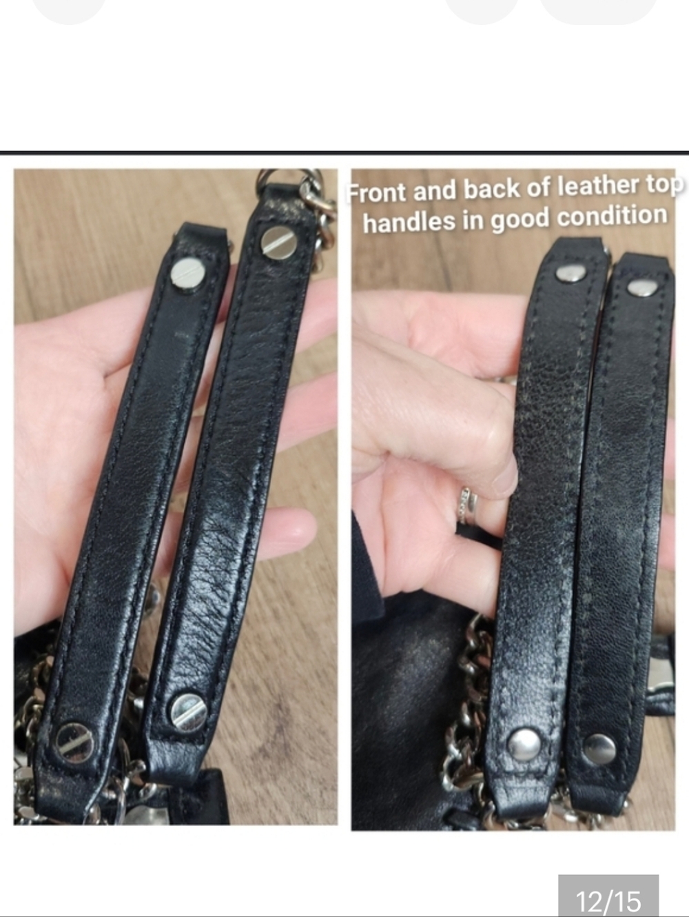 Michael Kors AQ-1211 Chelsea Black Leather Chain Messenger Crossbody HandBag - Picture 12 of 15